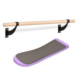 flybold Wall-Mounted Ballet Barre with Turning Board and Premium Wooden Bar - Home Workout and Dance Equipment - Rust, No Wobble - 4ft, 1.5ft Diameter - Multiple Colors