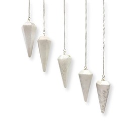 GEMSCITE Lot of 5 Pieces SCOLOCITE Gemstone Pendulums Fashion Powerful Meditation Psychic Success Gift FengShui Health Wealth Reiki Dowsing Energy Wellness Crystal Healing Metaphysical from INDIA