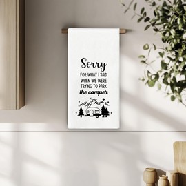 Bnzolyoia Funny Camping Kitchen Towels - Camper Gifts for Women, Woodland Trailer RV Decor for Inside, Gifts for Rv Owners Decorative Dish Towels for RV Kitchen 16x24 Inch