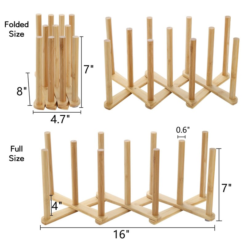 Lawei 2 Pack Bamboo Bottle Drying Rack, Retractable Bottle Cup