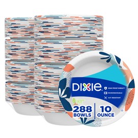 Dixie Dixie Small Paper Bowls, 10 Oz, 36 Count (Pack of 8), Microwave-Safe, Soak-Proof, Disposable Bowls Great For Snacks, Dessert, And Light Lunch Meals