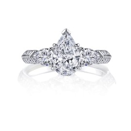 Ayafee Pear Shaped Engagement Rings for Women Center 1CT Moissanite Rings Platinum Silver Three Stone Wedding Anniversary Promise Rings - Size 7