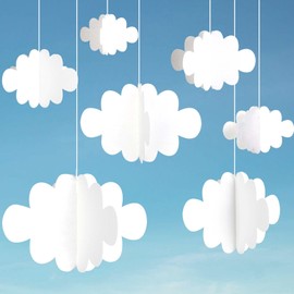 Ayfjovs 10 PCS 3D Cloud Decorations White Hanging Clouds for Ceiling Cloud Party Decorations Felt Fake Cloud Ornaments Hanging Ceiling Decor for Art Stage Wedding Nursery Baby Baptism Party, 5 Sizes