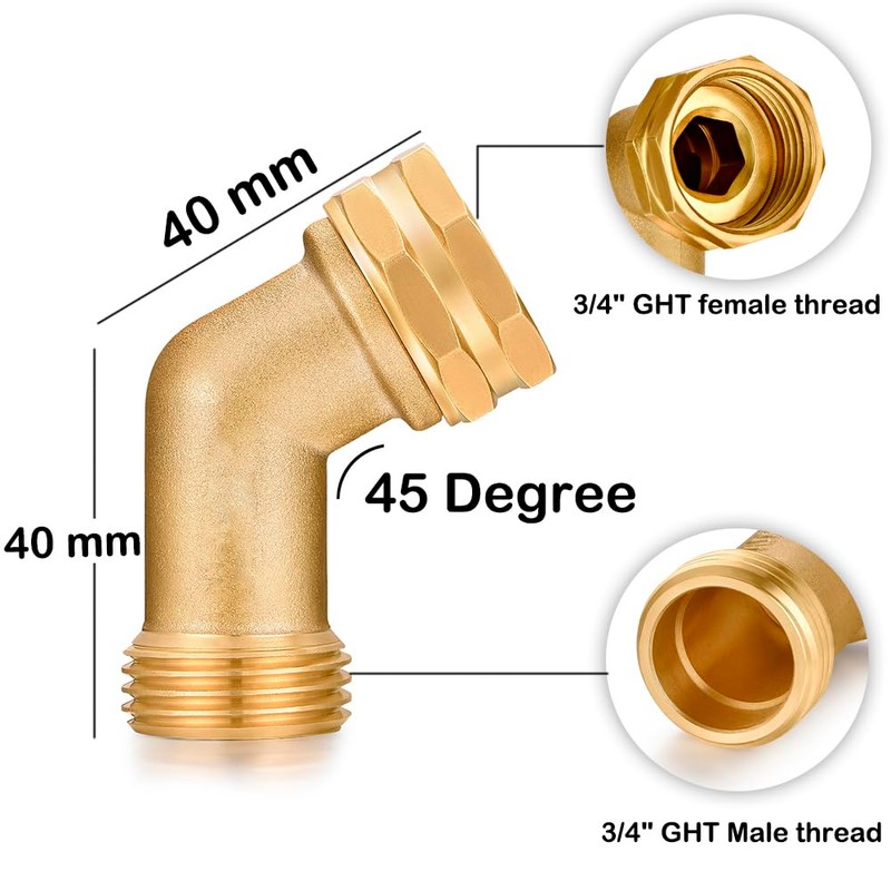 SIGURANTA Garden Hose Elbow Connector 45 Degree Hose Extender Solid