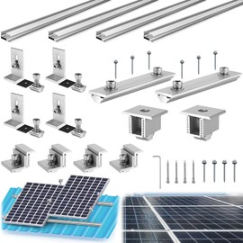 Tandefio Solar Panel Mounting Kit to Mount for 1 or 2 Solar Panels Within 76 cm Aluminum Solar Panel Roof Mounts Bracket Kit for Wood Tin Roof