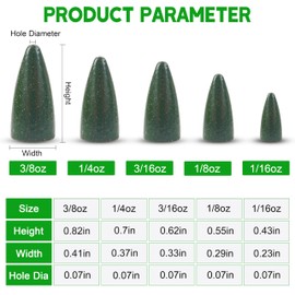 Bullet Fishing Sinker Weights,40pcs Fishing Worm Weights Slip Sinkers Painted Flipping Fishing Weights for Bass Fishing Texas Rigs Saltwater Freshwater Fishing Tackle