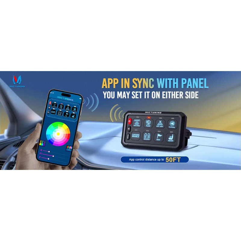 MICTUNING App Control RGB 8 Gang Switch Panel, Toggle ON-OFF