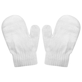ALLY-MAGIC Toddler Knitted Mittens, Stretch Gloves Winter Warm Soft Baby Mittens Y6-CSLZST (White)