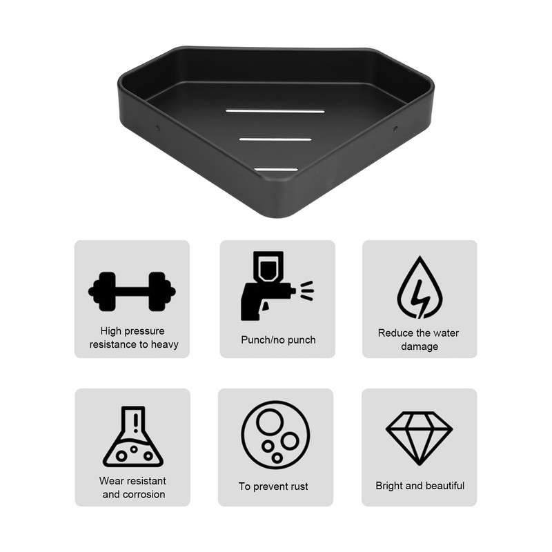 Black Corner Shower Caddy Aluminium Alloy for Bathroom Toilet Kitchen