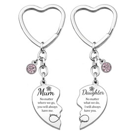 2pcs Funny Mum Keyring from Daughter Gifts for Mum and Daughter Keyring Keychain Gift Heart Matching Mother's Day Happy Birthday Mum Gifts Present from Daughter Christmas Mon Mummy Gifts from Daughter