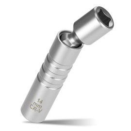 AQFTUSX 14mm Spark Plug Socket Set, Magnetic Spark Plug Socket, 1mm Thin Wall,CR-V Steel, 3/8 Inch Drive, 360° Universal Joint Socket Removal Tool,12-Point,Compatible with Car, Motorcycle, SUV