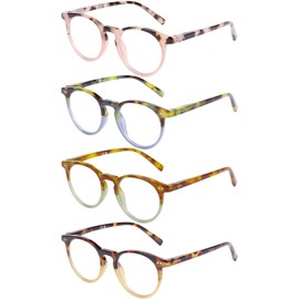 DOOViC 4 Pack Blue Light Blocking Reading Glasses for Women Contrast Color Design Stylish Readers 1.00 Strength