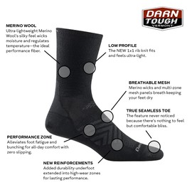 Darn Tough Men's Micro Crew Ultra-Lightweight Run Sock (Style 1035) - Black, XX-Large