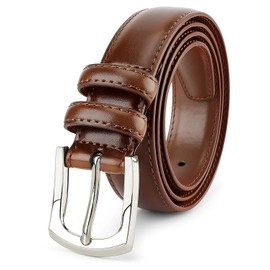 Men's Genuine Leather Dress Belt Classic Stitched Design 30mm 'ALL LEATHER' (38, Peanut tan)