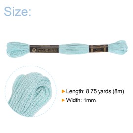 HARFINGTON 12 Skeins Embroidery Floss 8m Each Egyptian Long Fiber Cotton Cross Stitch Thread 26S/2x6 for Embroidery Projects Bracelet, Lake Blue