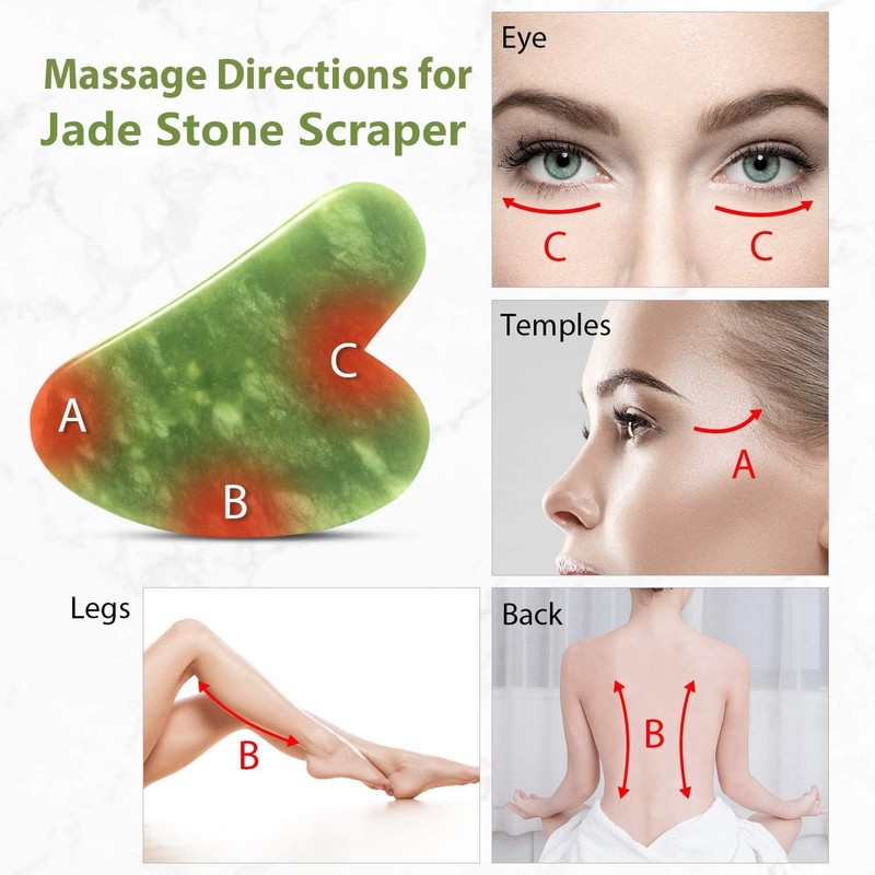 Gua Sha Jade Roller Set, Face Roller, Face Massager Jade