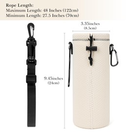 Linkidea Water Bottle Holder Strap Compatible with YETI Rambler Bottle 36oz, Yonder Bottle 1.5L/50oz, Insulated Neoprene Water Bottle Sling Carrier Bag with Wrist Strap, Off White