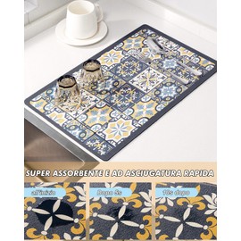 SOQKEEN Tappetino Assorbente Cucina 50x30 cm, Antiscivolo per Macchina da Caffè e Stoviglie, Protezione Piano Lavoro Antimacchia