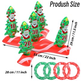 Christmas Ring Toss Game Toy Christmas Party Games Inflatable Christmas Santa with 4 Rings Target Toss Toy Set,Santa Christmas Toss Game Props for Kids Adults Family Christmas Fun Game Indoor Outdoor
