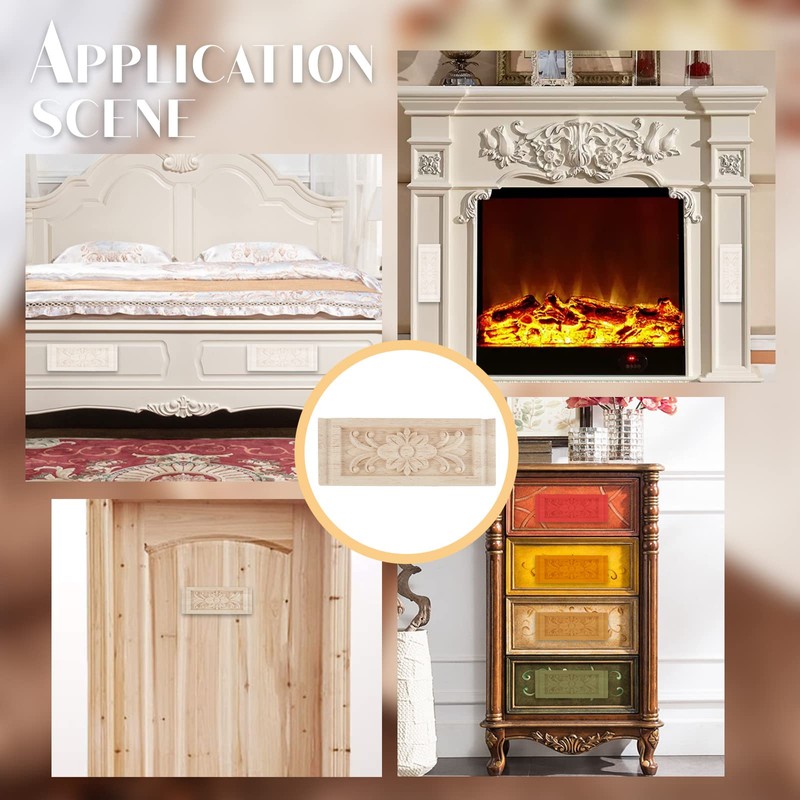 SUPERFINDINGS 2pcs Unpainted Wood Applique Frame 16x6x0.95cm Corner Rectangle 6.3"