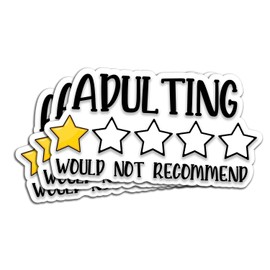 (3Pcs) Adulting Would Not Recommend Sticker Funny Quote Sarcastic Decals Waterproof Vinyl Sticker for Books Laptops Phone Water Bottles Tumbler Cup Kindle 3 Inch