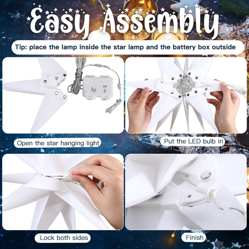 Kingdder 8 Pieces Moravian Star Light LED 3D Star Hanging