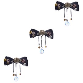 LIFKOME 3pcs Steam Gear Retro Style Hair Accessory Black Bowknot Hair Clip for Women and Girls Luxurious Design Comfortable Fit