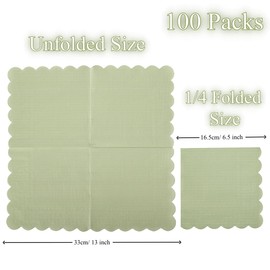 CEILIWEN Premium-Servietten, Salbeigrün, 33 x 33 cm, elegante einfarbige Servietten, perfekt für Hochzeiten, Geburtstage, Cocktailpartys und Babypartys, hochwertige Papierservietten, 100 Stück