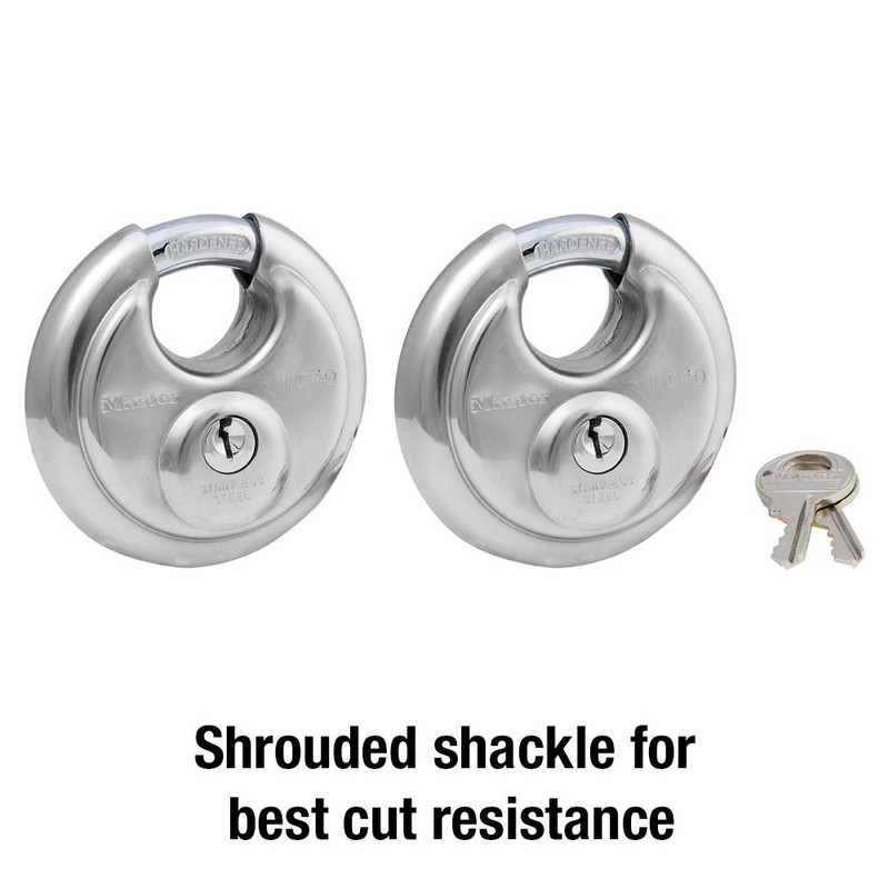 Master Lock 40T Stainless Steel Discus Padlock, 2 Pack