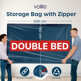 Double Mattress Storage Bag with Zipper - 1 Pack Blue Waterproof Mattress Cover for Moving - Mattress Bag to Protect Beds from Stains, Dust, and Pest Damage - Plastic Mattress Cover