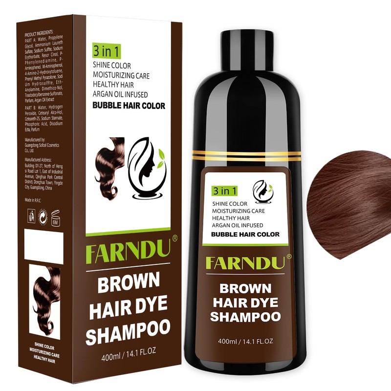 Brown Hair Dye Shampoo for Women Men, Gray Hair Coverage,