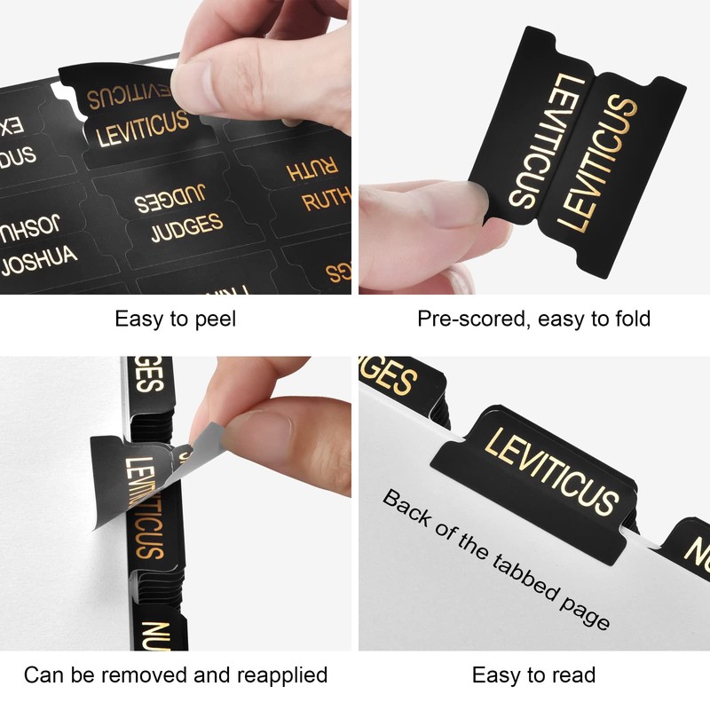 Gold Foil Bible Tabs for Men and Women, 100 PCS