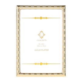 Concepts 4x6 Gold Bamboo Textured Metal Picture Frames for Family Photos - Elegant Wallhung and Tabletop Decor in Bulk