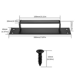 Qeapug 2 Pcs Black Door Handles, Sliding Door Handles, Door Pull Handles for Gate Handles for Wooden Gates, Iron Pull Push Door Handles for Kitchen Cabinet Cupboard Barn Shed Door Handles, 7.8x1.6