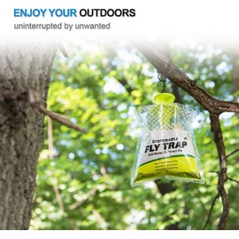 Fly Trap, RESCUE Outdoor Non-Toxic Disposable Fly Trap [Set of 4] USA made, Bundled With SEWANTA Hanging Chains