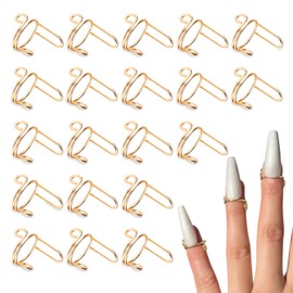 Bagentry 20 Pieces Detachable Nail Rings Gold, Adjustable Fingernail Rings for Women Girl Gift, Reusable No Glue Metal Nails for Fingers Art Decoration (Gold)