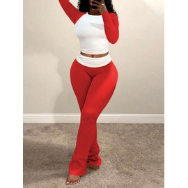 Nimsruc Lounge Sets For Women 2 Piece Outfits Fall Comfy Tracksuits Long Sleeve Casual Sweatsuits Pants Sets Matching Clothing Big Red 2XL