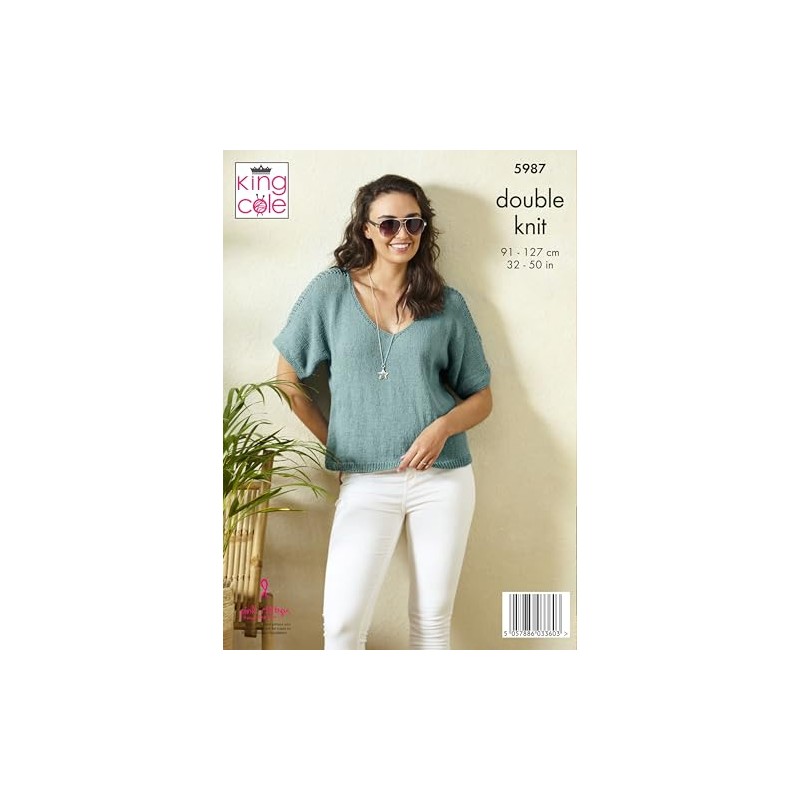 King Cole Ladies DK Knitting Pattern Scoop or V Neck