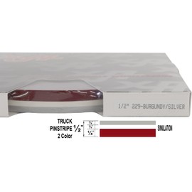 Universal TFX 0208229 - Auto Customizing 1/2" 2-Color Dual Pinstripe -1/2" x 150' (1/4” Stripe, 1/8" Gap, Then 1/8” Stripe) - 229- Burgundy/Silver Metallic