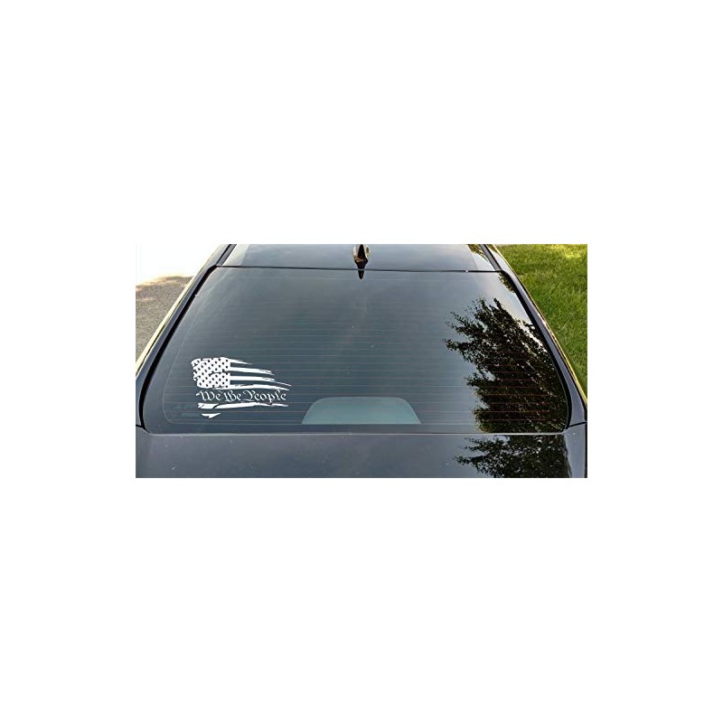 Distressed American Flag We The People Patriotic Vehicle Decal Sticker
