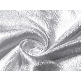 Silk Brocade Fabric White with White self Geometric Jacquard BRO1033[3]