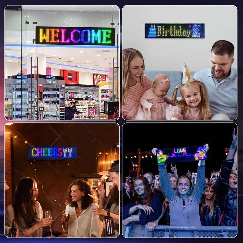 LED Sign for Car,Programmable LED Sign USB 5V Bluetooth Application