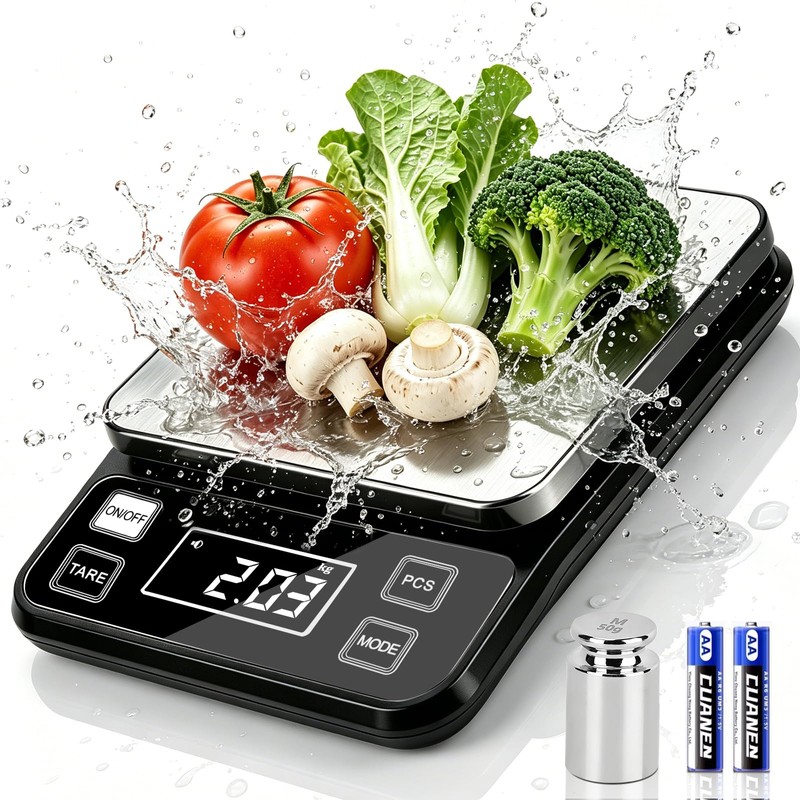 Digital Food Scale 11lb/5kg, Waterproof Kitchen Scale, Tare Function and