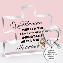 Gifts for Mon, Cadeau Maman, Cadeau Fete des Meres, Gravure Acrylique Block Puzzle, Cadeau Anniversaire Maman, Cadeau pour Maman, Cadeau Noel Maman, Personnalisé Porte Clef Maman, Mothers Day Gifts