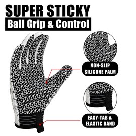 GIAMZONP Youth Football Gloves - Sticky Wide Receiver Gloves for Kids, Stretch Fit for Enhanced Performance for Boys