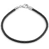 MATERIA Damen Herren Beads Armband Leder 3mm schwarz 925 Silber