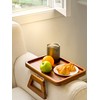 Tinamo 13.75" x 9.5" Acacia Couch Arm Table, Wooden Sofa