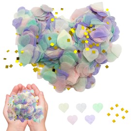 YSUY 5000 Pieces Light Color Biodegradable Confetti, 50g Light Color Series Confettis, Heart Confetti, Natural Wedding Confettis Biodegradable for Weddings, Anniversary, Decoration