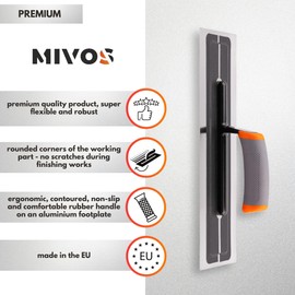 MIVOS Premium smoothing trowel made of high-quality stainless steel, 360 x 110 mm, professional smoothing wheel, smoother, drywall tool, ergonomic, non-slip handle, made in the EU