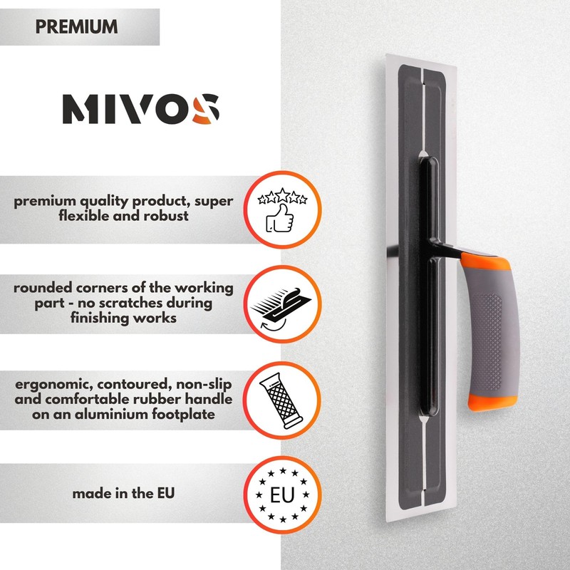 MIVOS Premium smoothing trowel made of high-quality stainless steel, 360